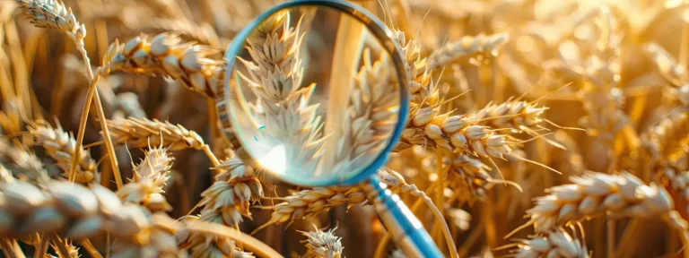 Pole pszenicy i szkło powiększające